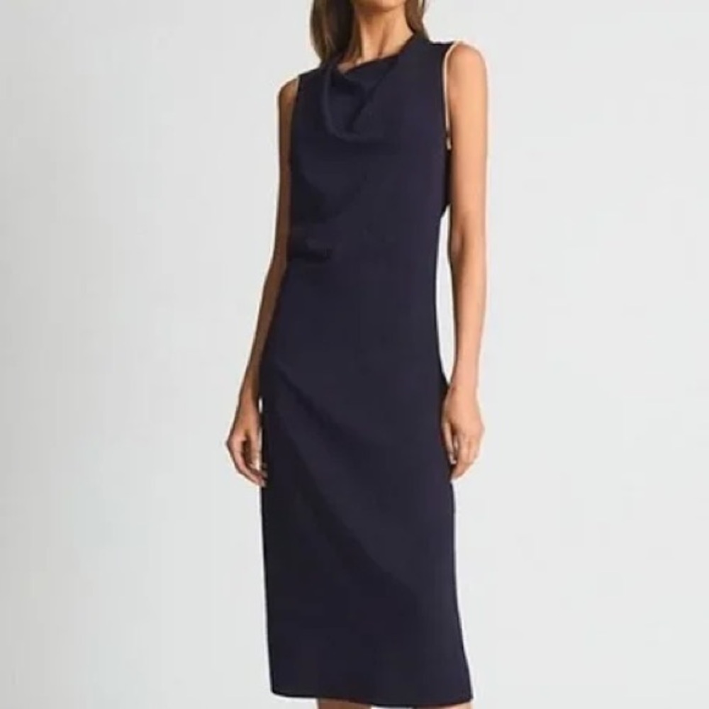 REISS. The Classic Navy dress. Midi, sleeveless, comfort stretch.  NWOT